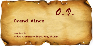 Orend Vince névjegykártya